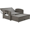 Wicker Double Chaise Lounge — two-person reclining wicker loungers with cushions and middle table