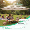 15 ft Beige Patio Umbrella with Weather-Resistant Base Stand