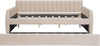 Full Sized Velvet Beige Upholstered Daybed Trundle-3