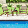 3 Piece Patio Conversation Set With Solid Eucalyptus Wood Frame And Brown Rattan Wicker-1