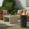 Cylindrical Concrete Propane Fire Pit — 26", 40,000 BTU, Hidden Tank Storage