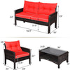 4-Piece Outdoor Wicker Patio Set with Cushions
