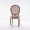 French Country Dining Chairs, Fluted Wood & Rattan Back, Set of 2
