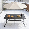 Powder-Coated Steel Outdoor Dining Table — Seats 6, Umbrella Hole, Black