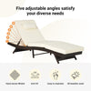 Outdoor Wicker Chaise Lounge with Adjustable Backrest, Armrests and
