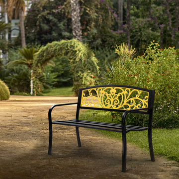 50-Inch Powder-Coated Iron Outdoor Bench
