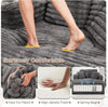 56" Grey Faux Fur Deluxe Chaise Lounge, Cushioned