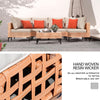 5-Piece Outdoor Patio Set, Salmon Orange Wicker Sectional