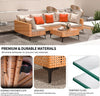 5-Piece Outdoor Patio Sectional Sofa Set, Salmon Orange Wicker