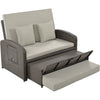 Wicker Double Chaise Lounge — two-person reclining wicker loungers with cushions and middle table