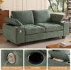 Green Chenille Loveseat with Cupholders and Storage Armrests