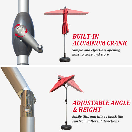 Rectangle Patio Umbrella With Crank Lift And Tilt Function