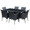 Rattan Outdoor Dining Set — 7 Piece, Seats 6, Black
