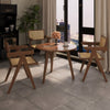 Rattan & Walnut Wood Lounge Chair, Set of 2