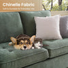 Green Chenille Loveseat with Cupholders and Storage Armrests