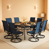 9-Piece Outdoor Dining Set with Blue Swivel Chairs & Square Table