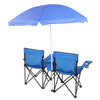 2-Seat Folding Outdoor Chair with Removable Umbrella