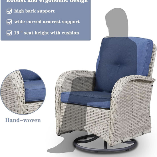 Patio Wicker Swivel Rocker Chairs Set Of 2 With Side Table-3