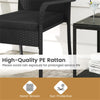 3-Piece PE Wicker Bistro Set with 2-Tier Glass Side Table, Black