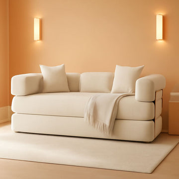 78-Inch Convertible Sleeper Sofa in Beige Corduroy