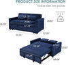 Navy Corduroy Convertible Sleeper Sofa with Storage Pockets