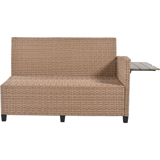 Rattan L-Shaped Patio Sectional — 5-piece outdoor wicker sectional sofa set with cushions