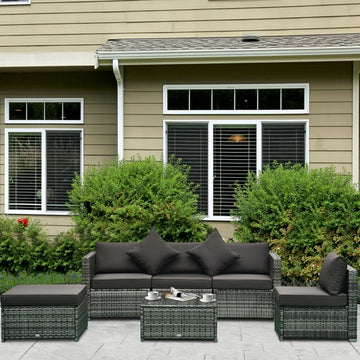 6 Piece Outdoor PE Rattan Wicker Sectional Sofa Deluxe