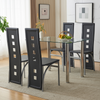 5-Piece Glass Dining Set for 4 with PU Leather Chairs