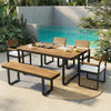6-Piece Acacia Wood Outdoor Dining Set with Table, Chairs & Bench