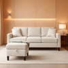 78-Inch Beige Linen Sectional Sofa with Storage