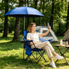 Folding Camping Chair with Detachable Sun Umbrella