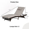 Outdoor Wicker Chaise Lounge with Adjustable Backrest, Armrests and