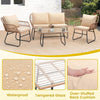 Four Piece Outdoor Wicker Sofa Rattan Chairs Set