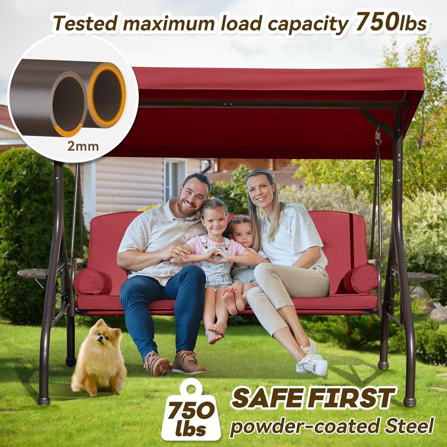 Three In One Outdoor Porch Swing With Canopy-1