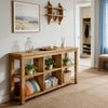 Long Solid Wood Console Table with Adjustable Shelves