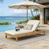 Acacia Wood Chaise Lounge with Cream Cushion