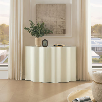 Wavy Fiberglass Console Table, 47-Inch Beige