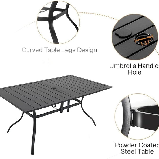 7 Piece Outdoor Dining Set with Stackable Chairs-4