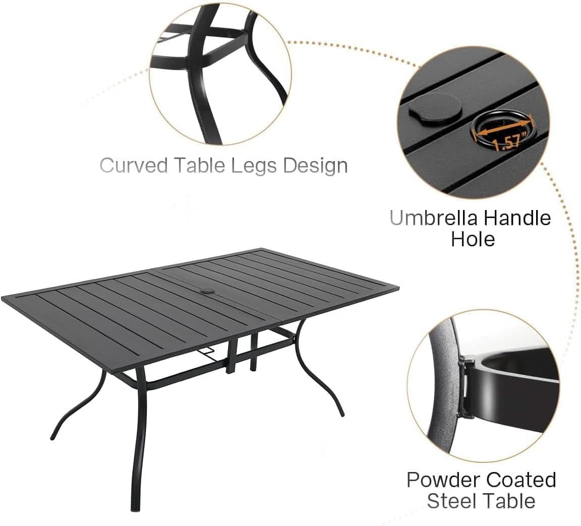 7 Piece Outdoor Dining Set with Stackable Chairs-4