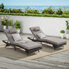 Outdoor Wicker Chaise Lounge with Adjustable Backrest, Armrests and