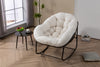 Hand-Woven Rattan Rocking Chair with Cushion, White