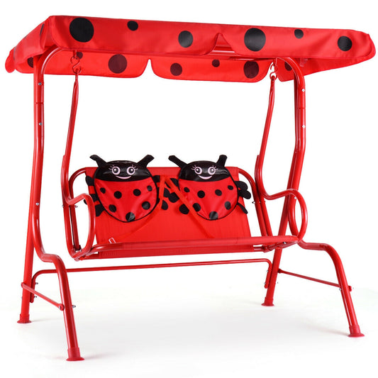 Kids Canopy Porch Swing Bench, Seats 2