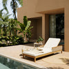 Acacia Wood Sun Chaise Lounger with Beige Cushions