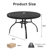 5-Piece Round Patio Dining Set with 47-Inch Wood-Grain Slat Table and