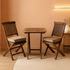 Eucalyptus Wood 3-Piece Foldable Bistro Set with Beige Cushions