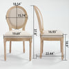 French Country Linen Oval-Back Dining Chair, Set of 2, Beige