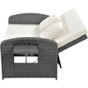 Wicker Double Chaise Lounge — two-person reclining wicker loungers with cushions and middle table