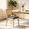 Cane-Back Rattan Dining Chairs, Set of 2 — Grey