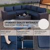Navy Blue 6 Piece Outdoor Patio Sectional Sofa Set With PE Rattan