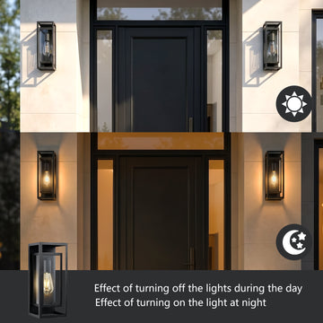 Modern Matte Black Outdoor Wall Sconce, 2-Pack